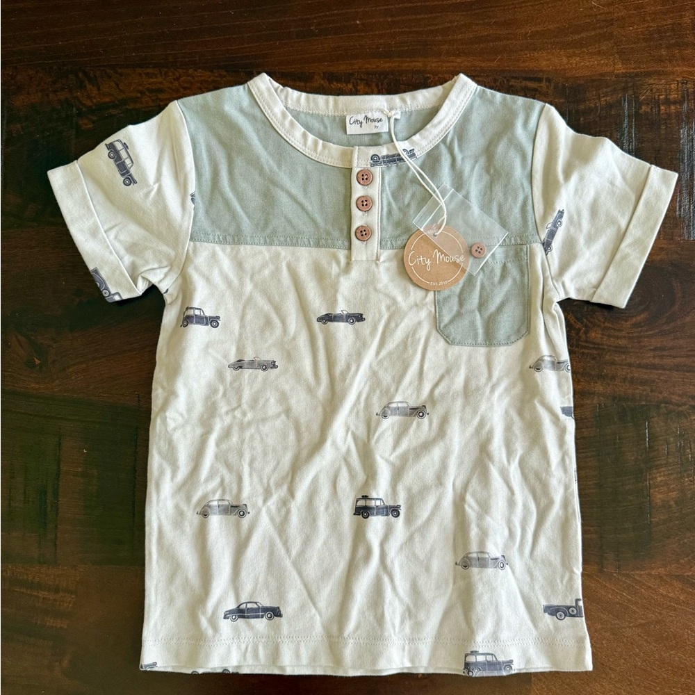 City Mouse Car Print Henley